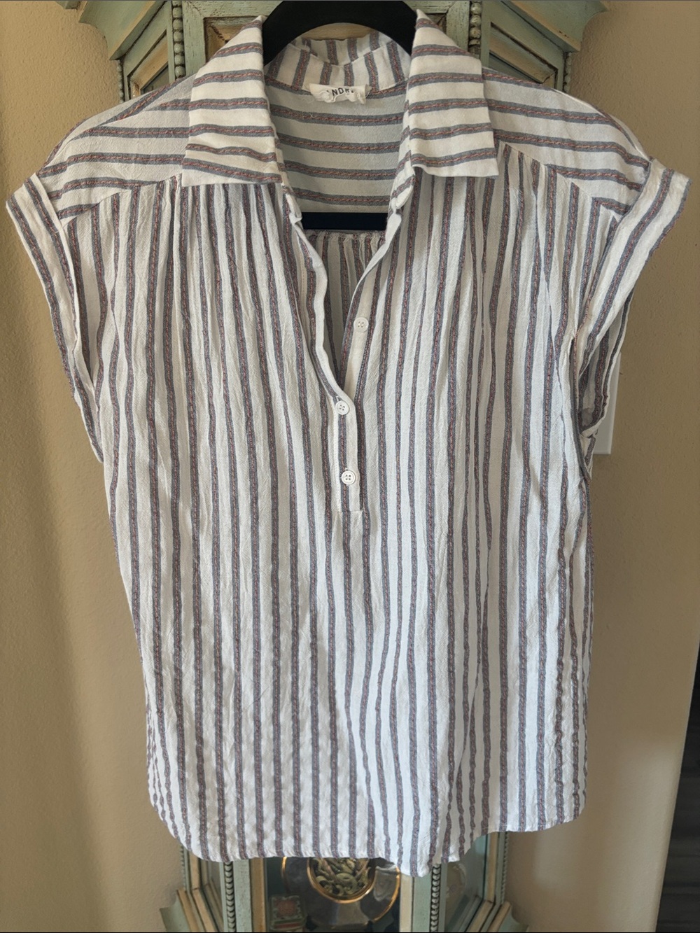 Cap-Sleeve Button Pullover